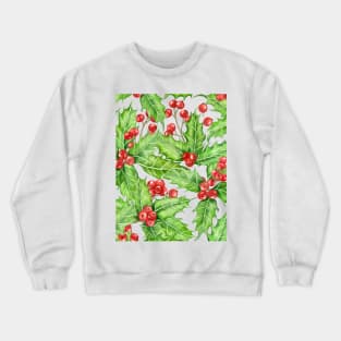 Holly berry watercolor Christmas pattern Crewneck Sweatshirt